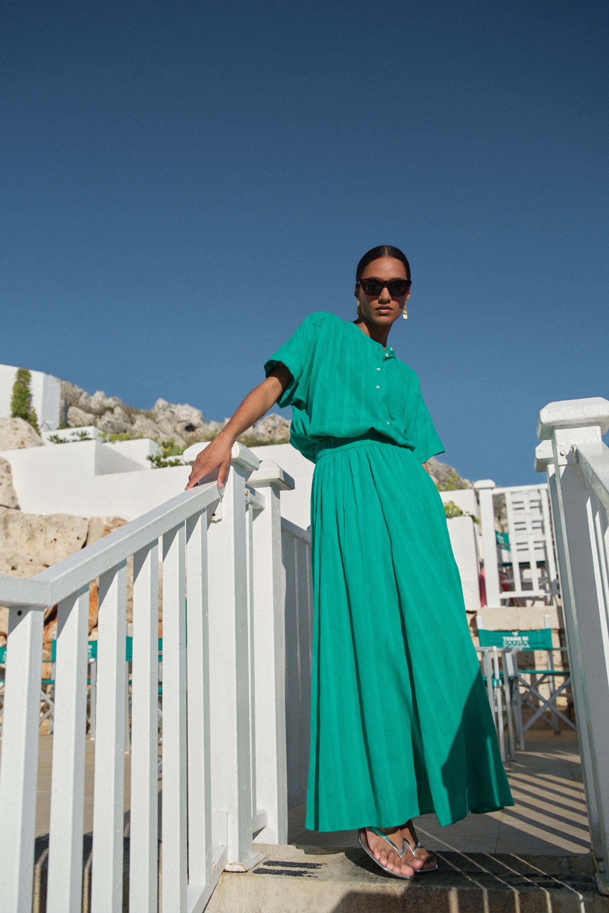 By-Bar Alex Dobby Blouse Lucky Green Damen Bluse grün